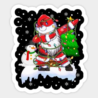 Dab Dance Santa Funny Christmas Lights Dabbing Santa Snowman Xmas Sticker